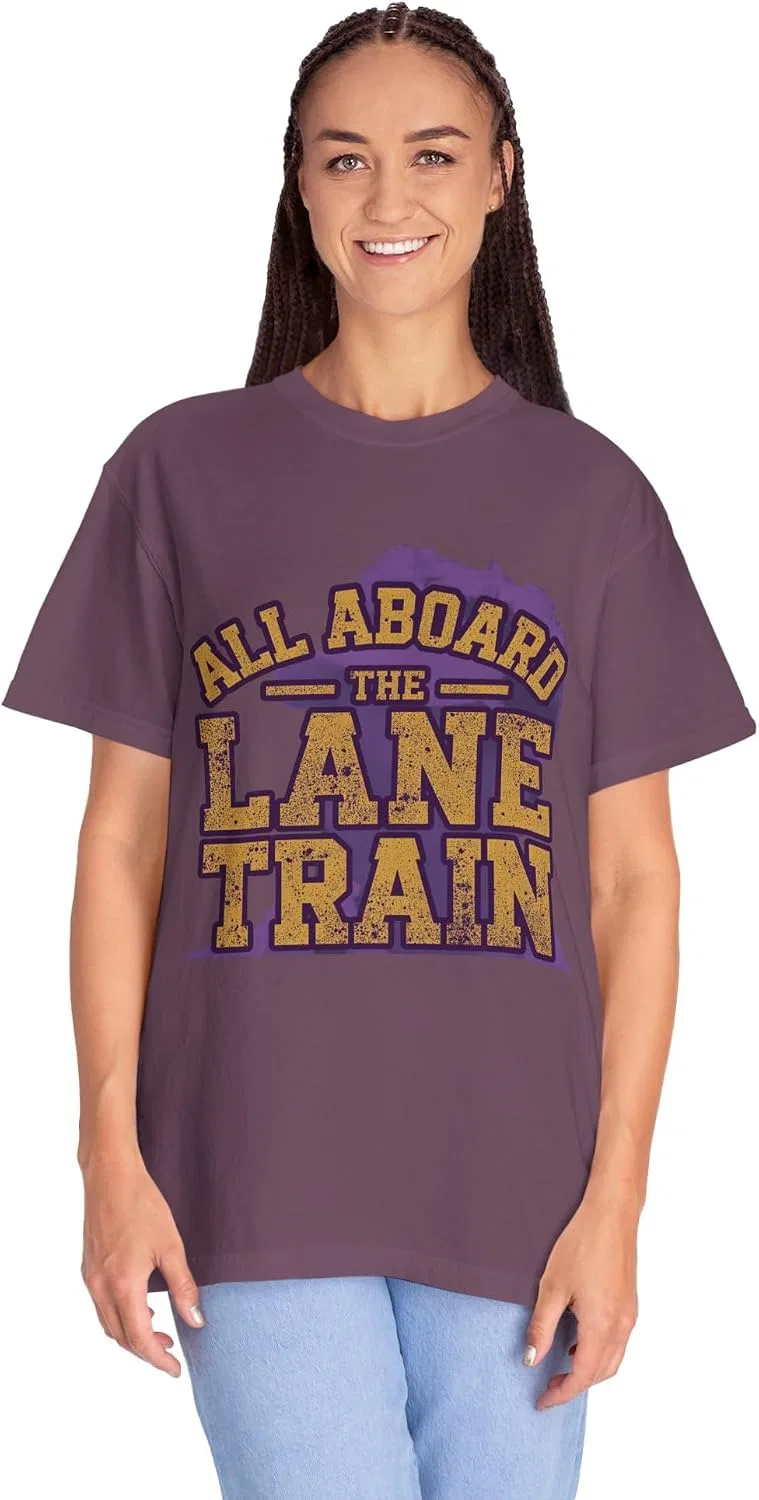 Женская футболка с принтом All Aboard The Lane Train, ягодный — фото 4