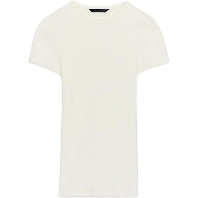 Женская футболка с круглым вырезом Frosted White ZARA, Frosted White