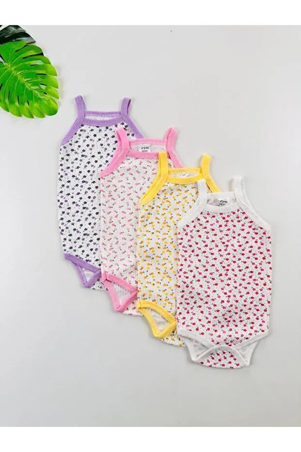 Детское боди для девочек с цветочным принтом 4-шт комплект Efu Baby, Multicolor