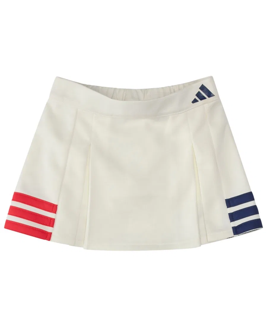 Комплект из футболки без рукавов и плиссированной юбки-шорт adidas, Off White — фото 4