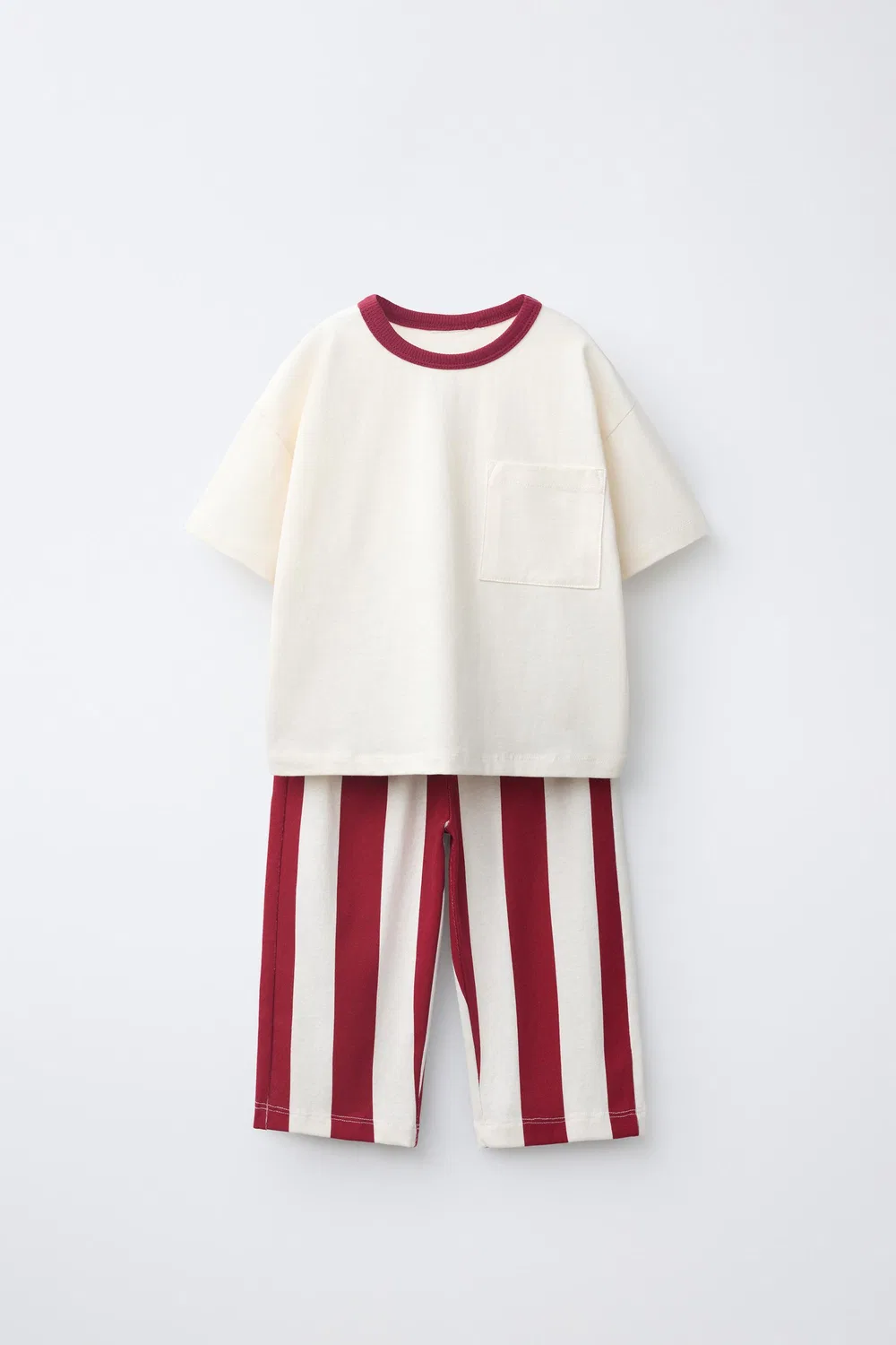 Спортивный комплект: футболка в полоску и брюки. ZARA, Red