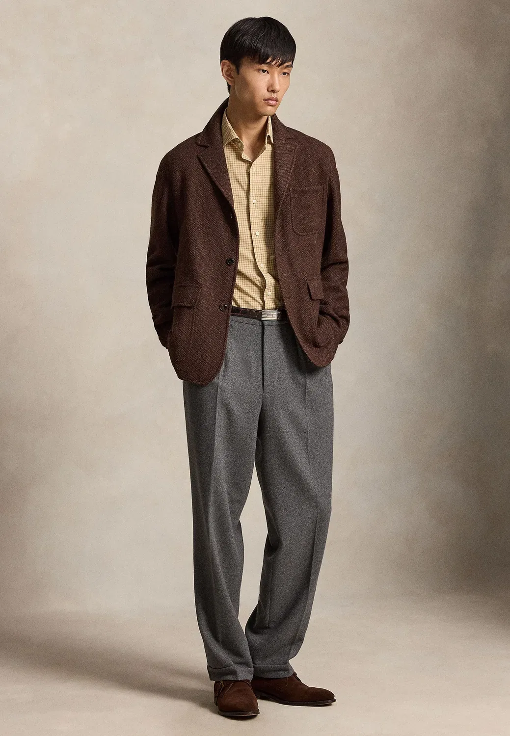 Рубашка из клетчатого поплина, сшитая на заказ Polo Ralph Lauren, Classic Camel — фото 2