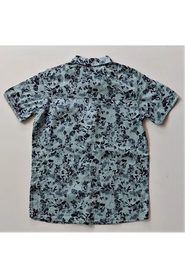 Детская рубашка для мальчиков с принтом Leaf Patterned Nanica Kids, Blue — фото 4