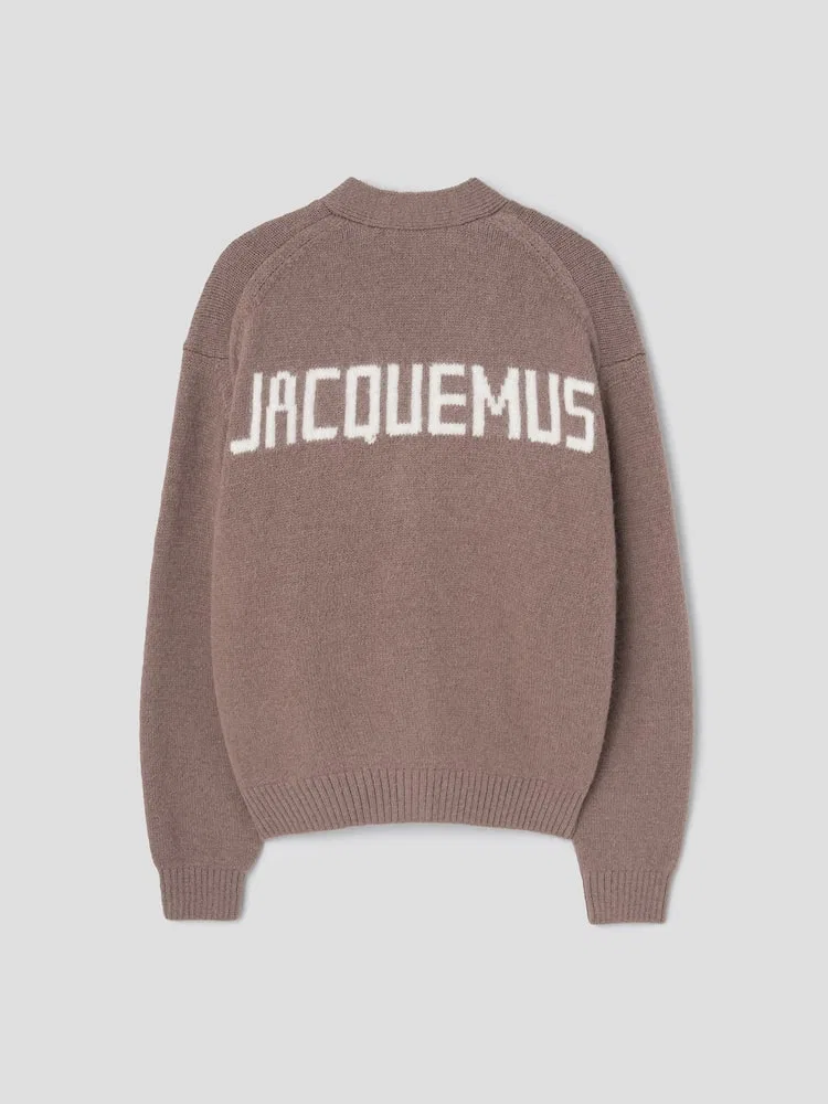 Кардиган с жаккардовым логотипом JACQUEMUS, Light Brown — фото 2