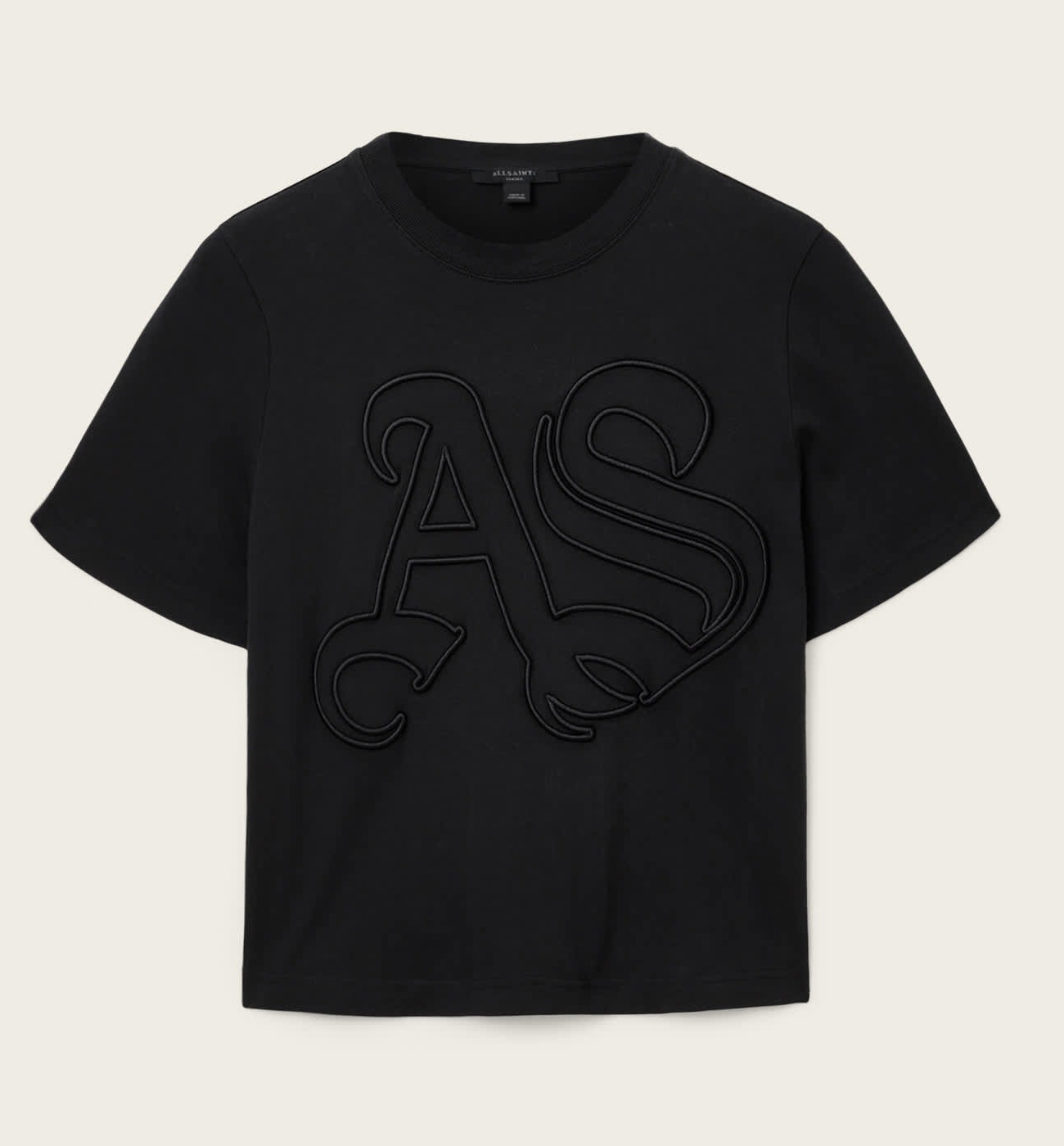 

Футболка AllSaints Lisa Embossed Crew Neck, черный