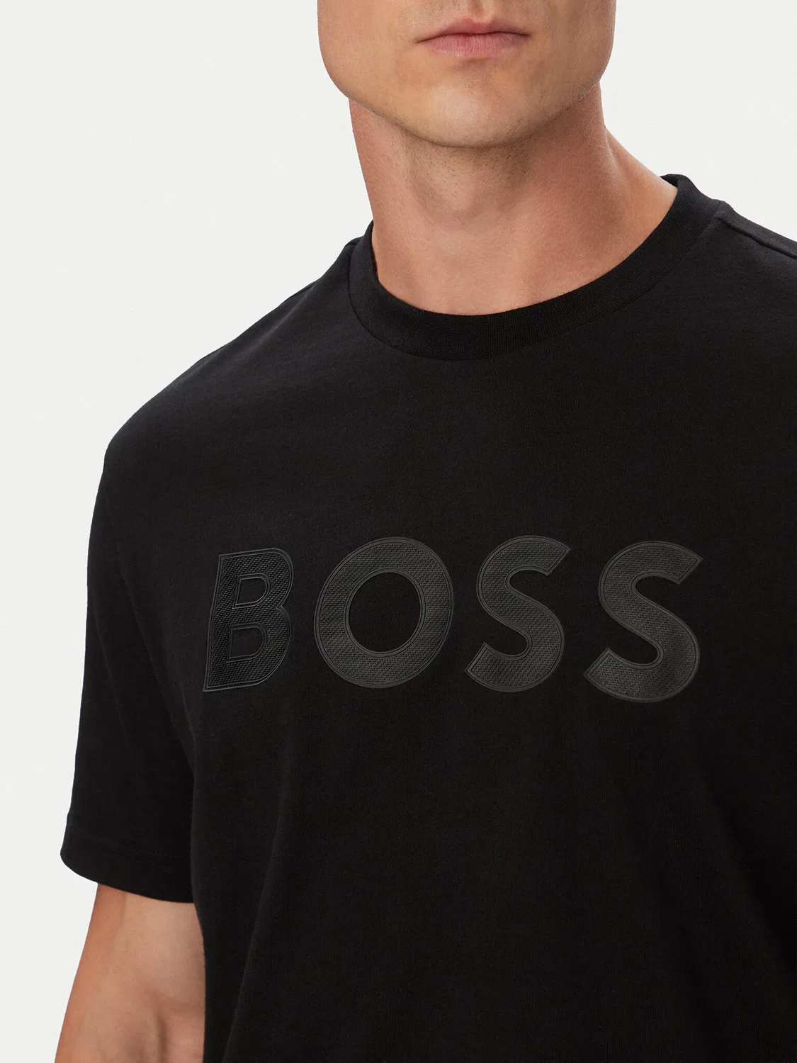 Мужская футболка стандартного кроя Structure Logo Boss, черный — фото 4