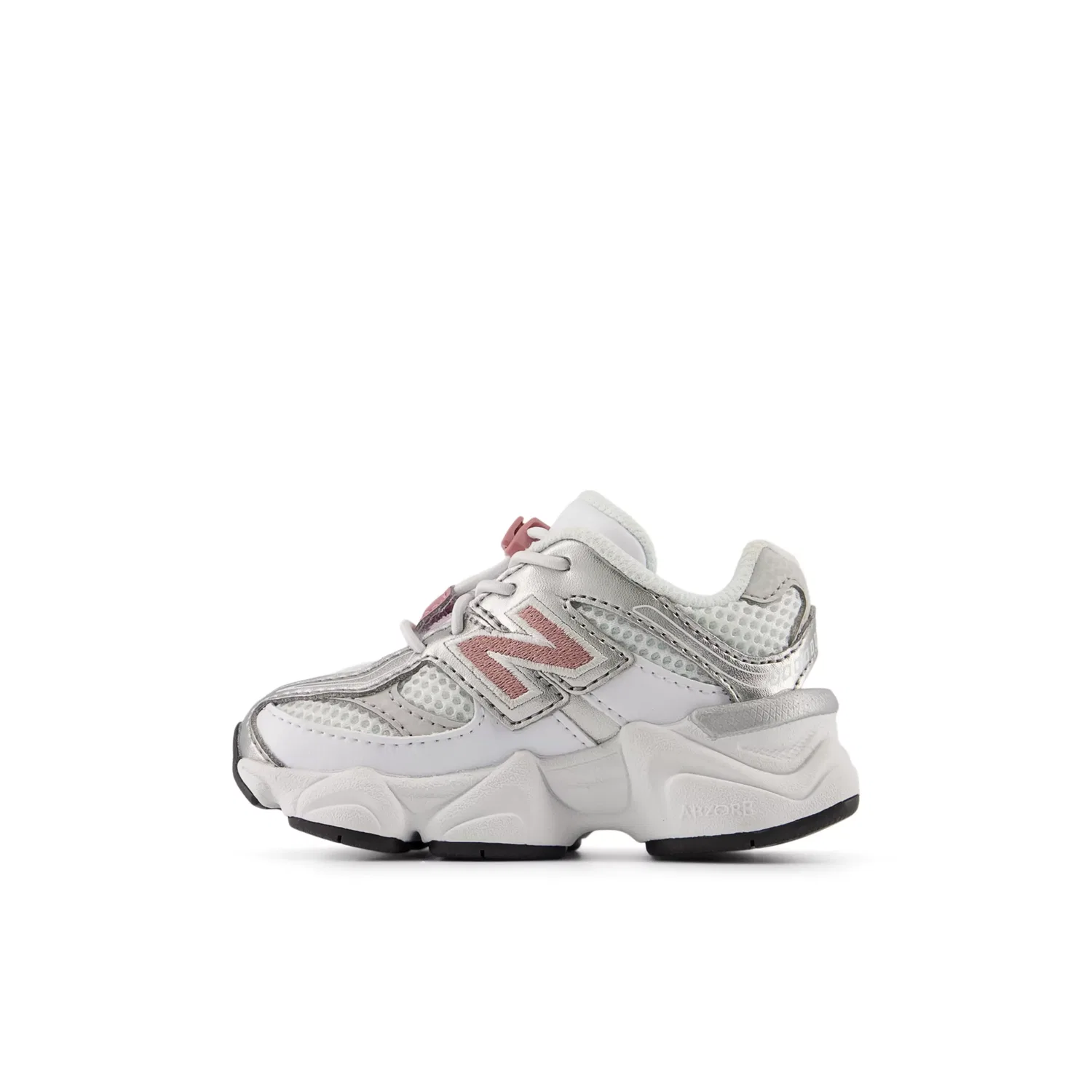 Детские кроссовки для малышей с эластичной шнуровкой 9060 Bungee New Balance, White with Rosewood — фото 3