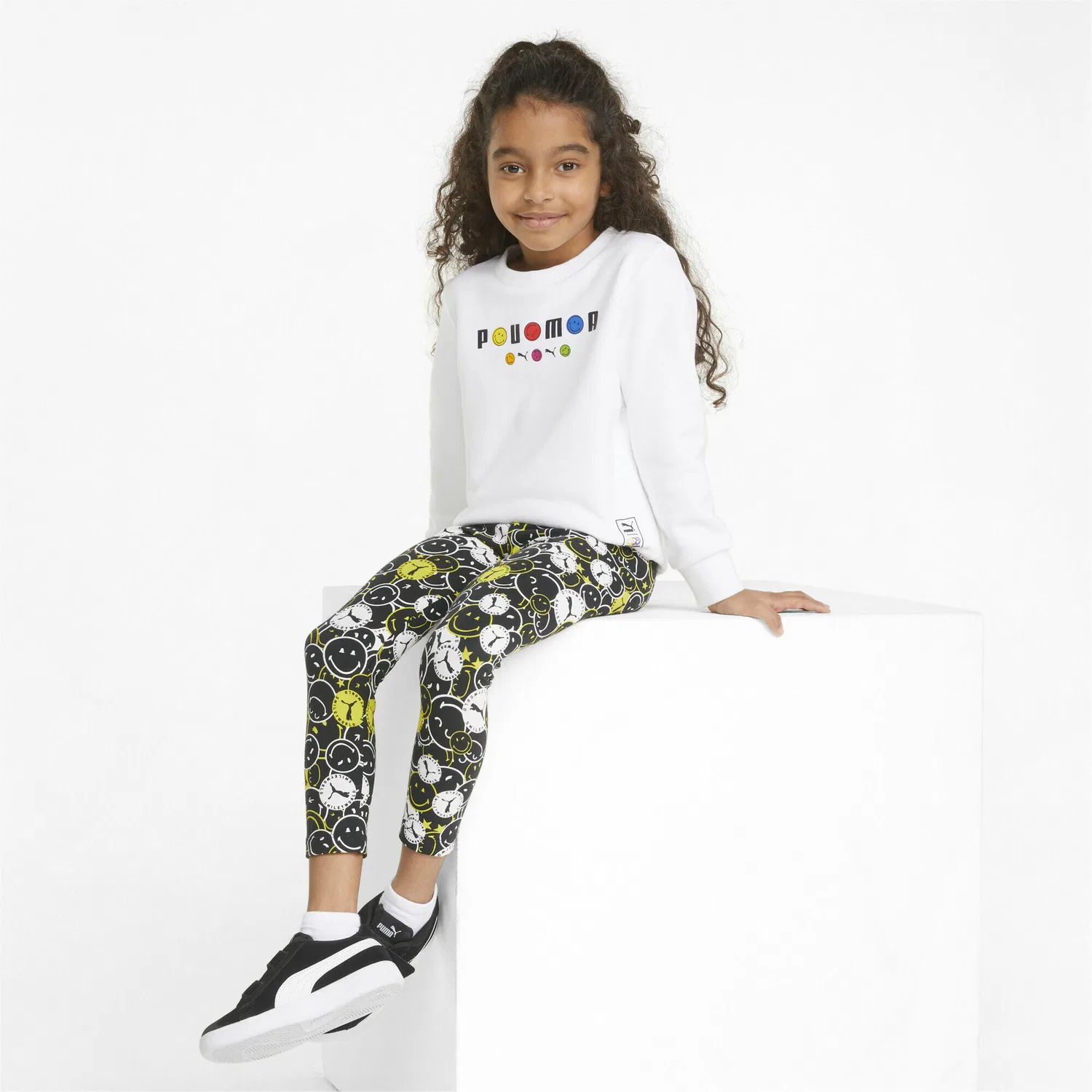 Детские леггинсы с принтом PUMA x SMILEY WORLD Puma, Schwarz Gelb — фото 4