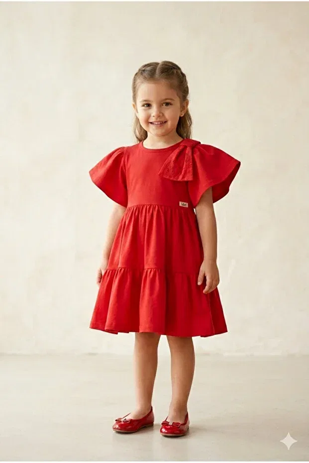 Детское платье для девочек с оборками Red Tayo Baby, Red