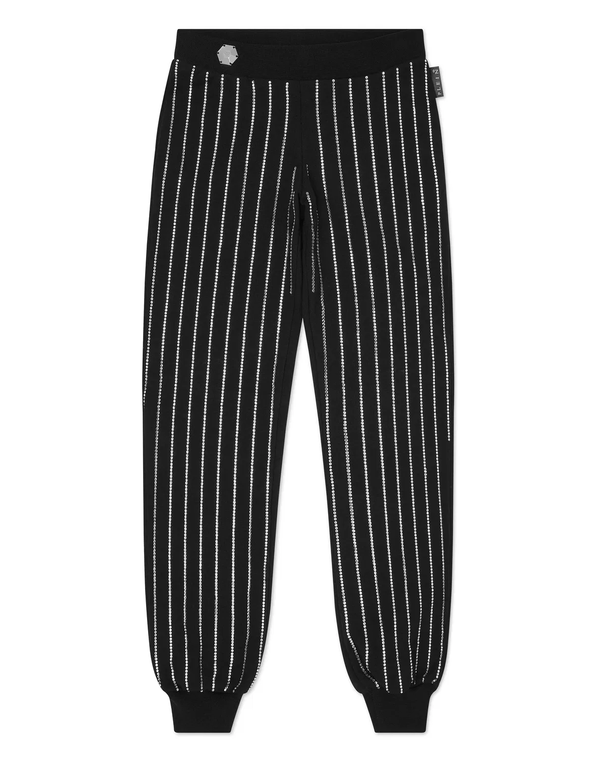 Детские спортивные брюки из флиса с принтом Crystal Stripe PHILIPP PLEIN, черный