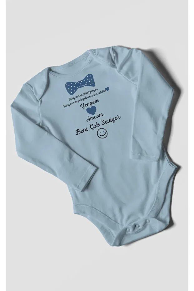 Детское боди-комбинезон для девочек с принтом My aunt and uncle love me very much Morivokids, Babe Blue — фото 3