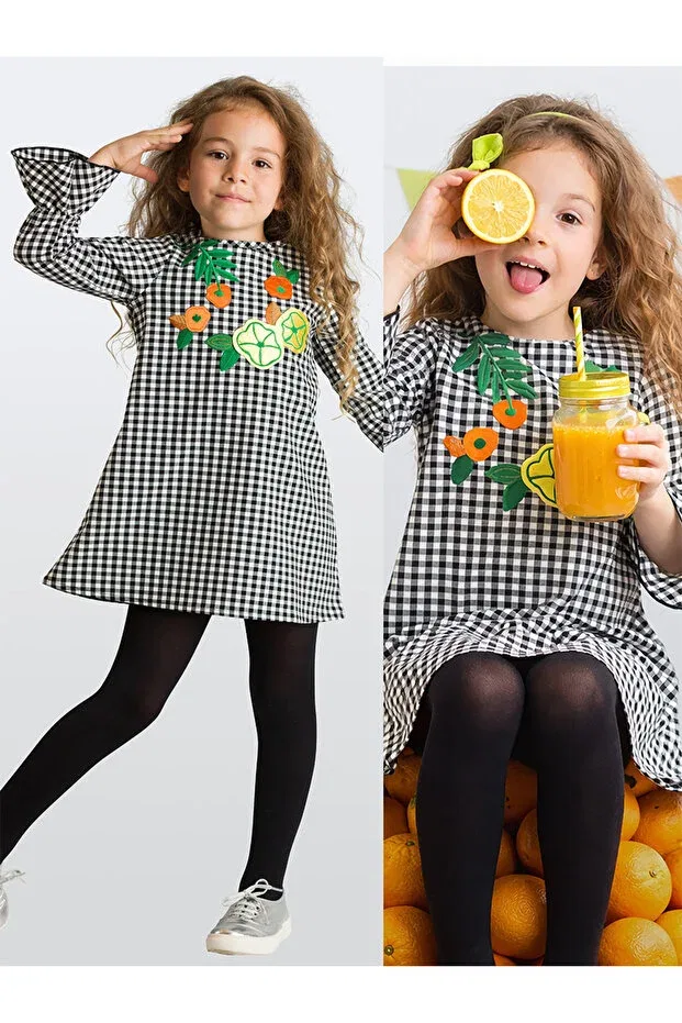 Детское платье для девочек с принтом Floral Plaid Mshb&G, Black