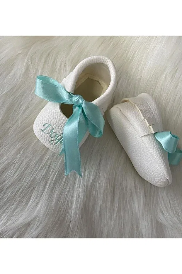 Детские мокасины для девочек с имитацией кожи Betülün Diktikleri, Off White — фото 3