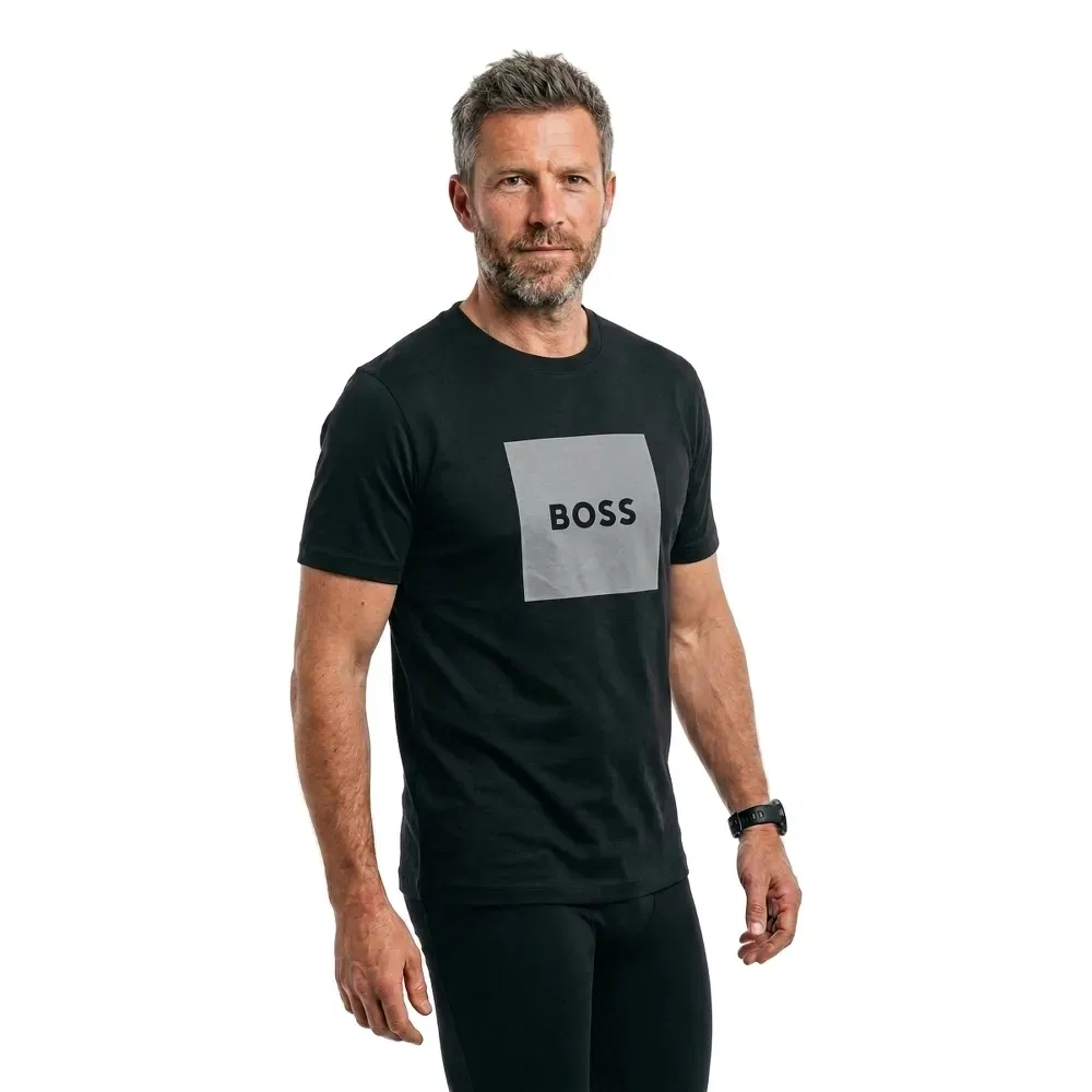 Мужская футболка с принтом BOSS Carbon Logo 1 10282464, Black — фото 2