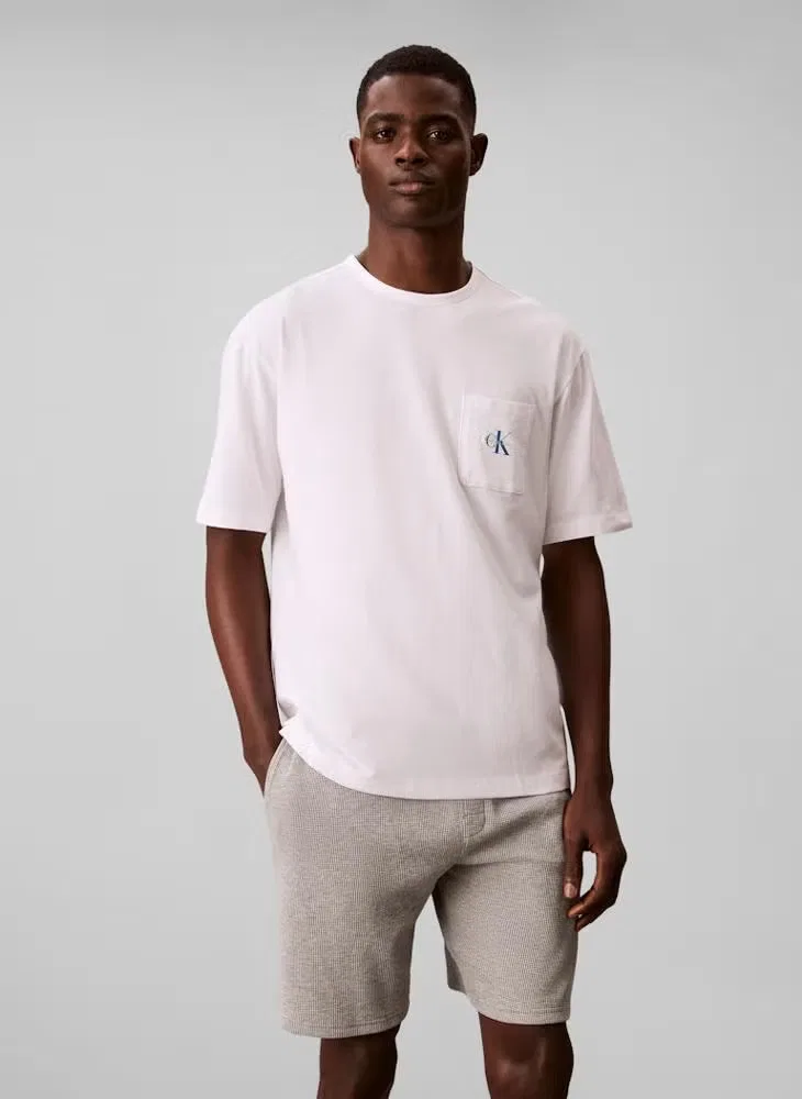 Пижамная футболка с логотипом монограммы Calvin Klein, белый