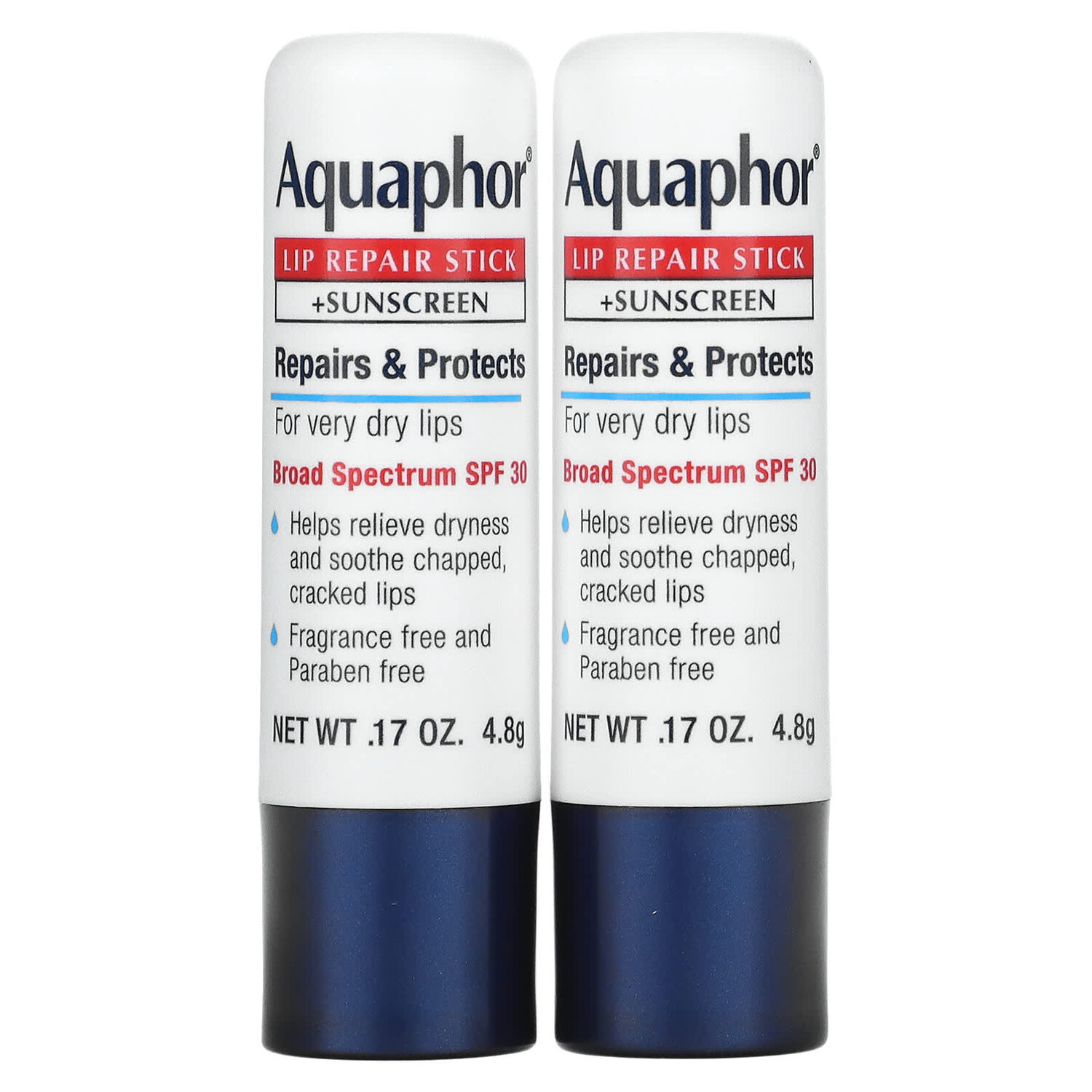 

Восстанавливающий Стик Aquaphor SPF 30 для губ, 2 стика по 4,8 г