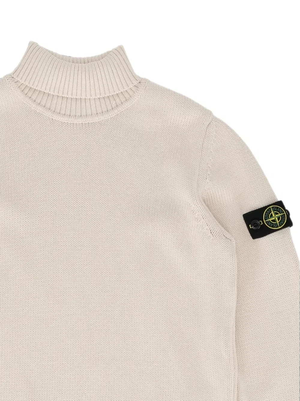 Свитер с высоким воротом и нашивкой-логотипом Stone Island Junior, бежевый — фото 3