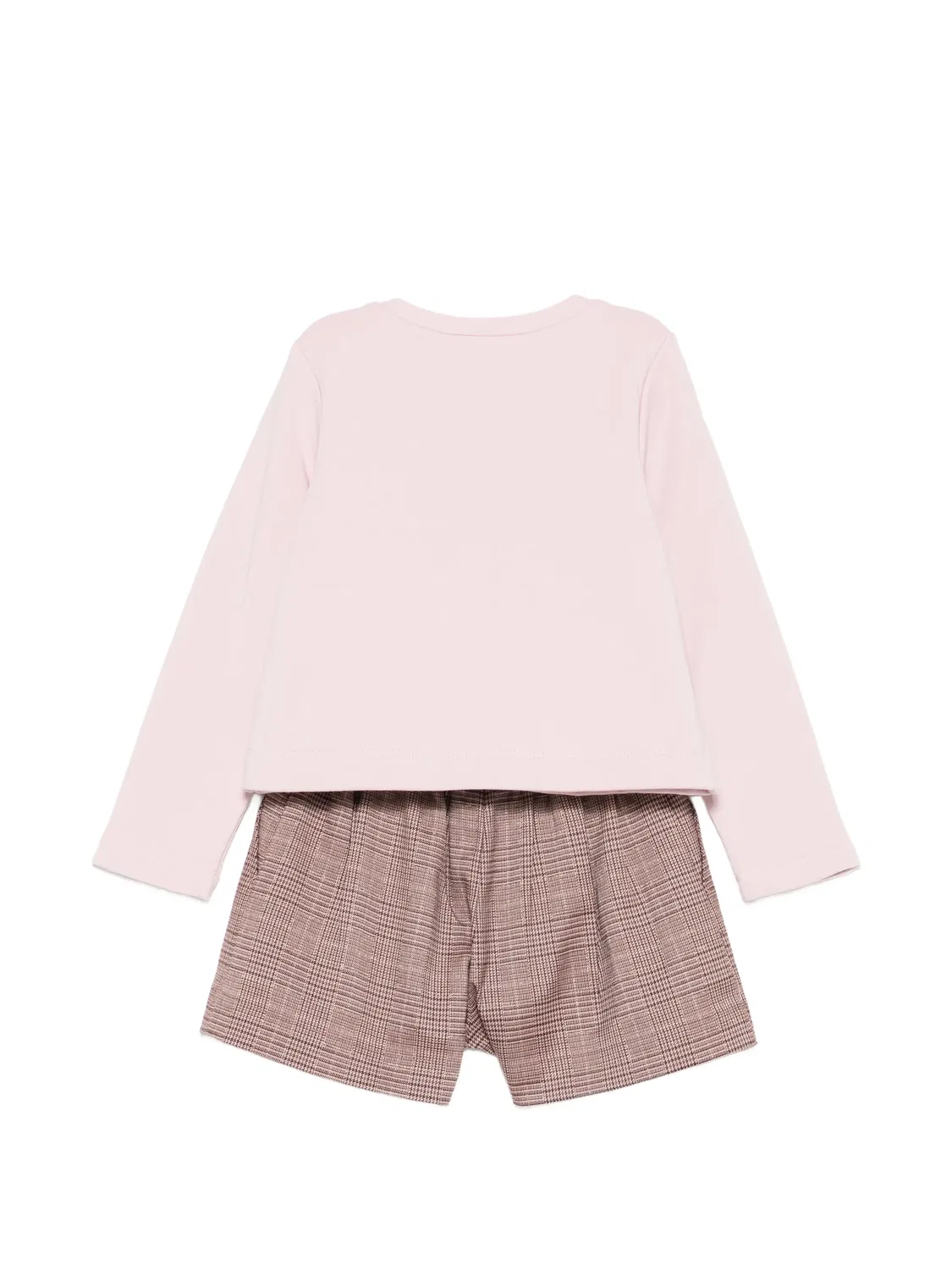 Комплект из футболки и шортов в клетку Liu Jo Kids, коричневый — фото 2