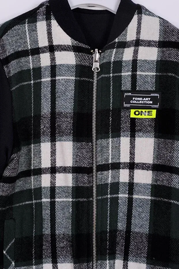 Детское пальто для мальчиков с принтом Double Sided Boy's Lumberjack College Coat Doctor Junior, Зеленое — фото 2