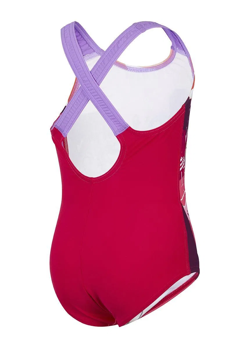 Детский купальник для девочек с перекрестными лямками Speedo, Color Rosa Orange Fluoreszierendes Magenta — фото 2