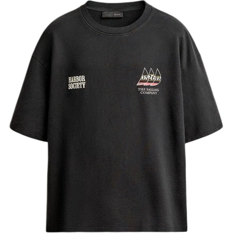 Мужская футболка с круглым вырезом Deep Anthracite ZARA, Deep Anthracite