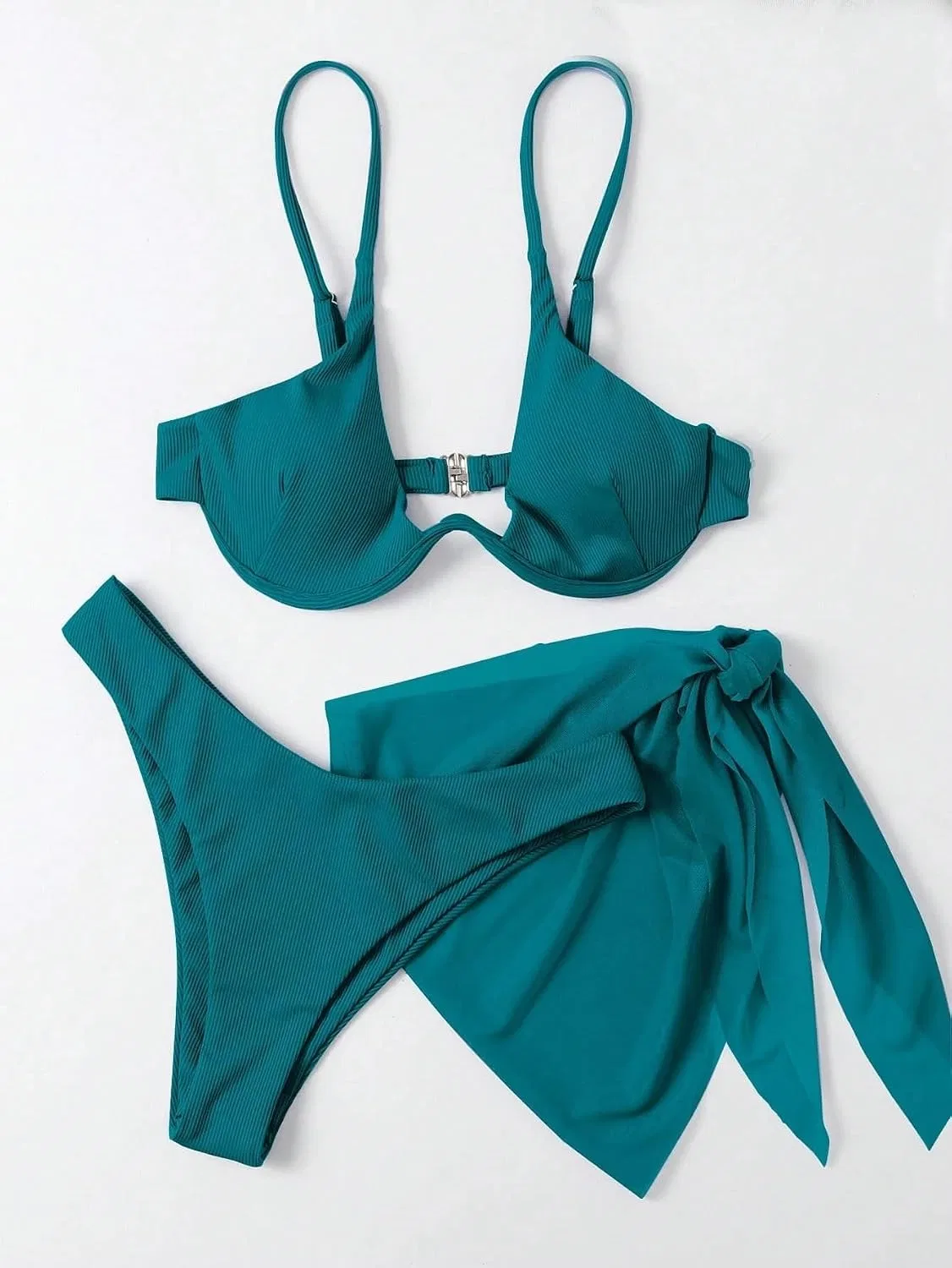 Женский бикини-комплект с высокой талией Push Up, Spaghetti Strap, Mint Blue — фото 4