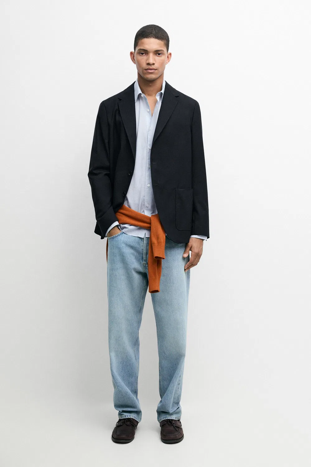Пиджак Massimo Dutti, мужской, текстурированный из холодной шерсти, темно-синий