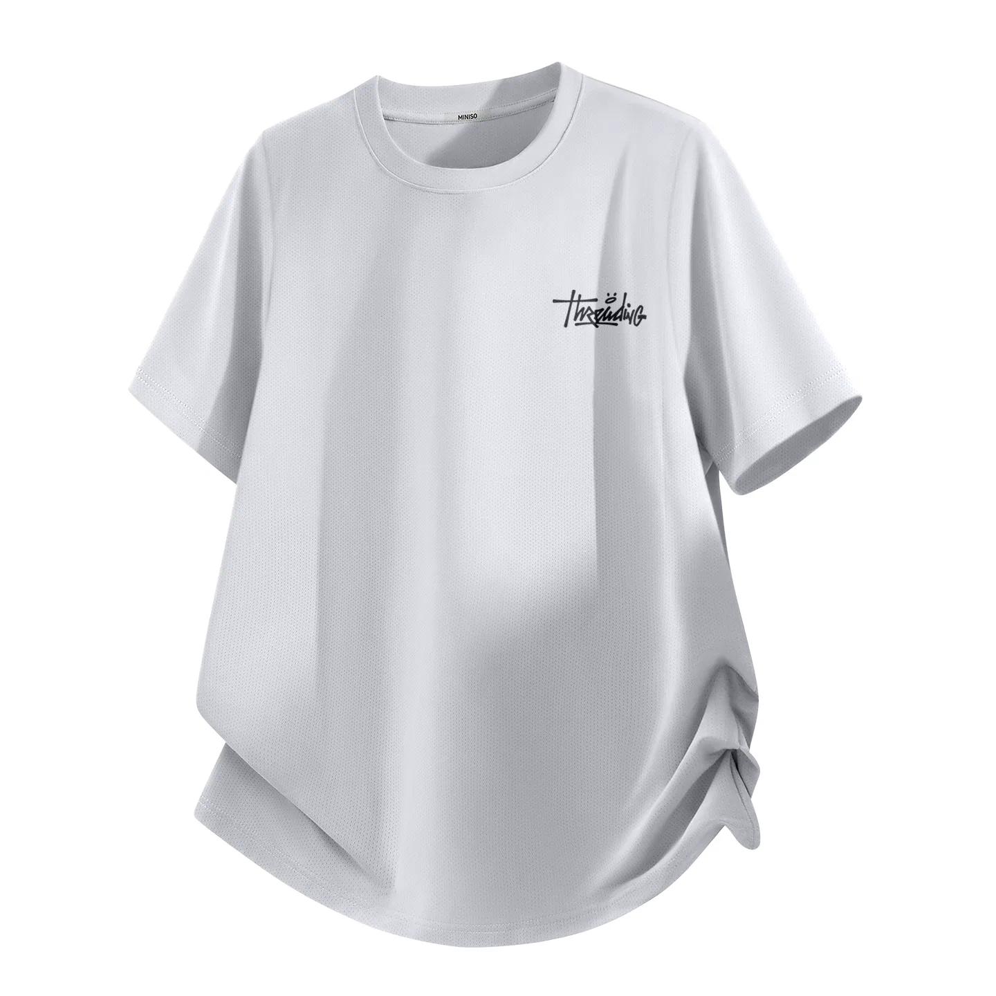 Футболка детская хлопковая MINISO, Ice Silk Quick Dry Light Gray (Thoughts Spreading Chest Logo)