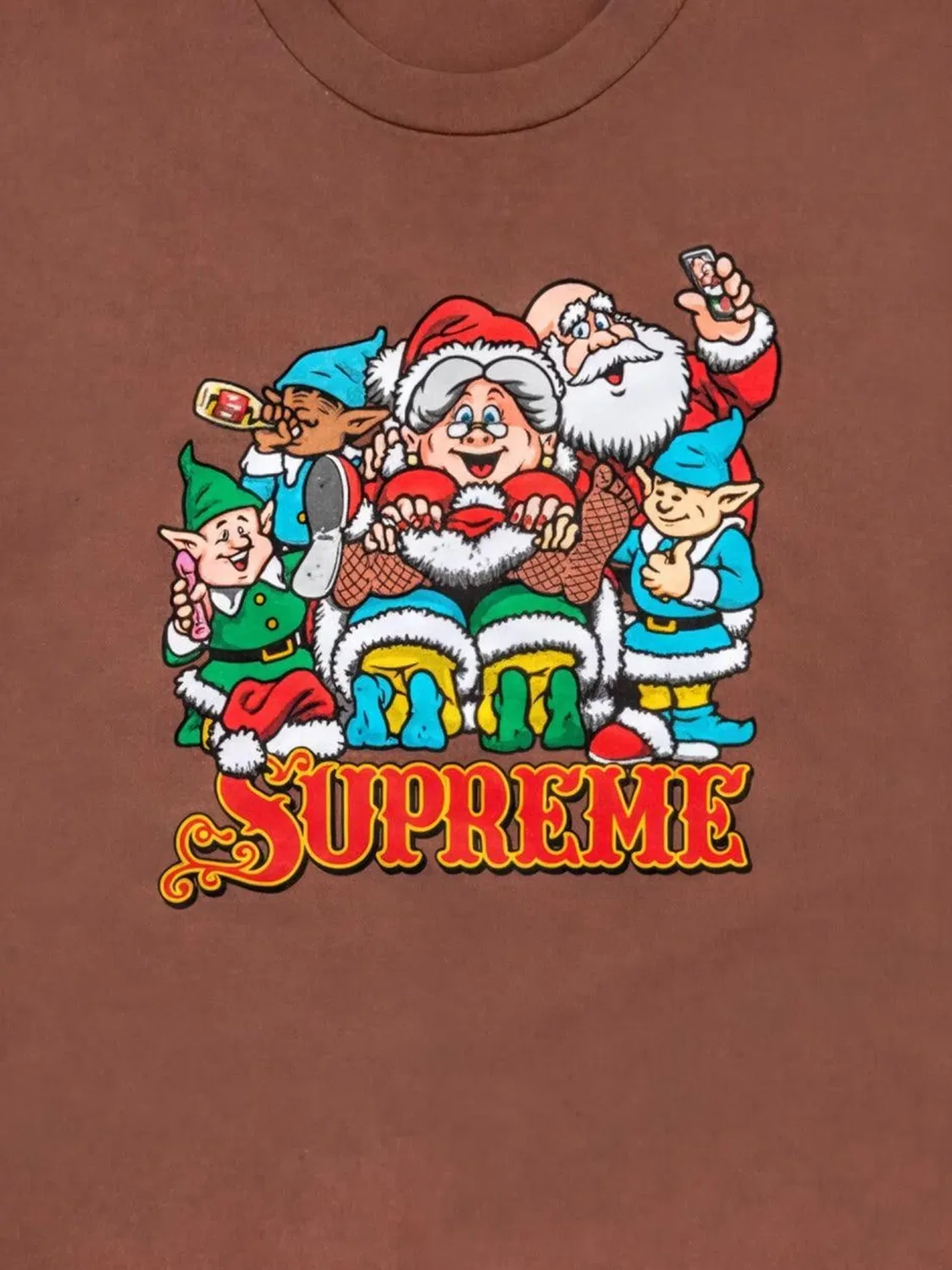 Футболка Naughty с графичным принтом Supreme, коричневый — фото 2