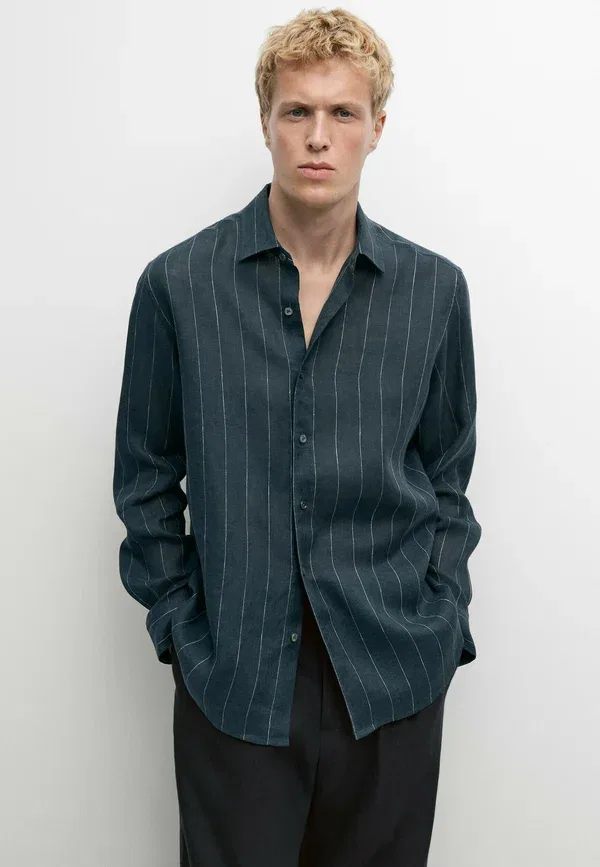 Рубашка с Pin-striped принтом Massimo Dutti, green, зеленый