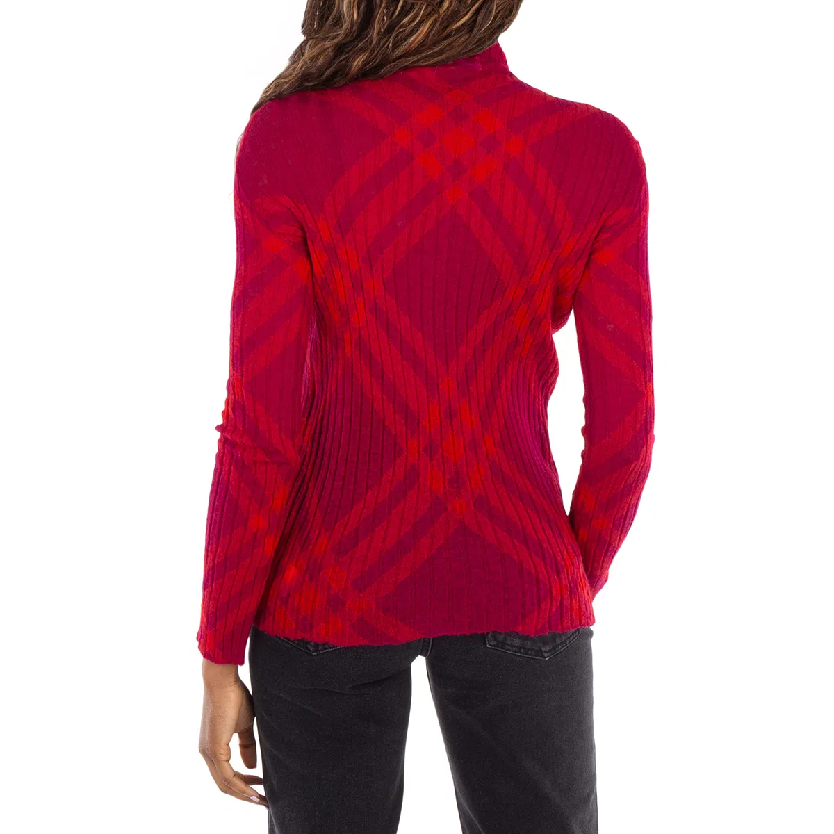 Джемпер с принтом в клетку Plaid-Check Rib-Knit Burberry, Ripple Ip Check — фото 4