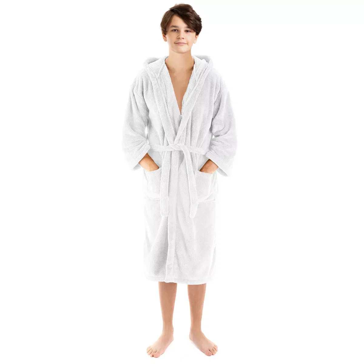 Детский халат на молнии с капюшоном из микрофибры BC Bare Cotton, Black — фото 4
