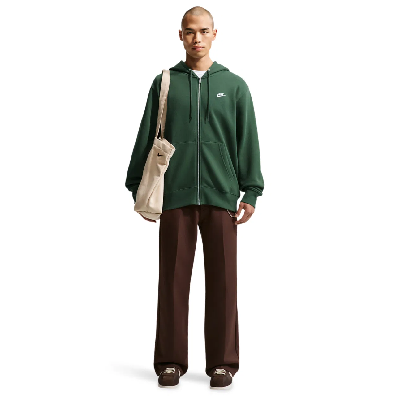 Мужское худи Club Full-Zip Nike, цвет Fir/White/Fir — фото 3
