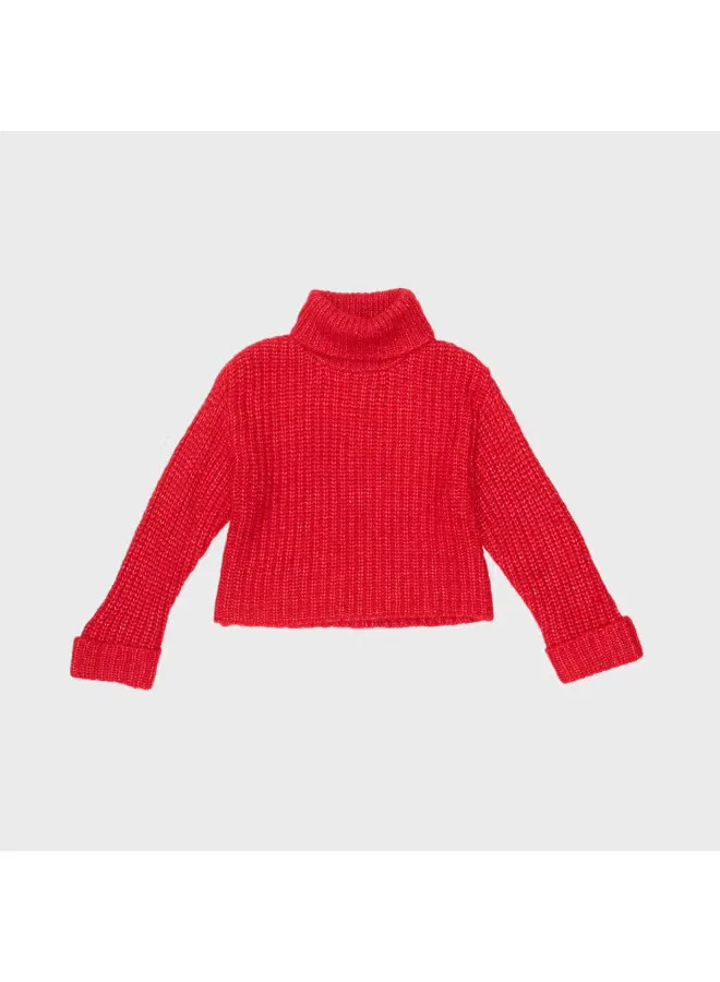 Свитер с высоким воротом вязаный Zara, красный — фото 2
