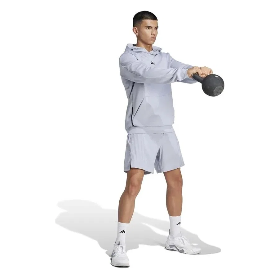 Мужской свитшот с капюшоном Adidas D4T Hoodie, Серый — фото 4