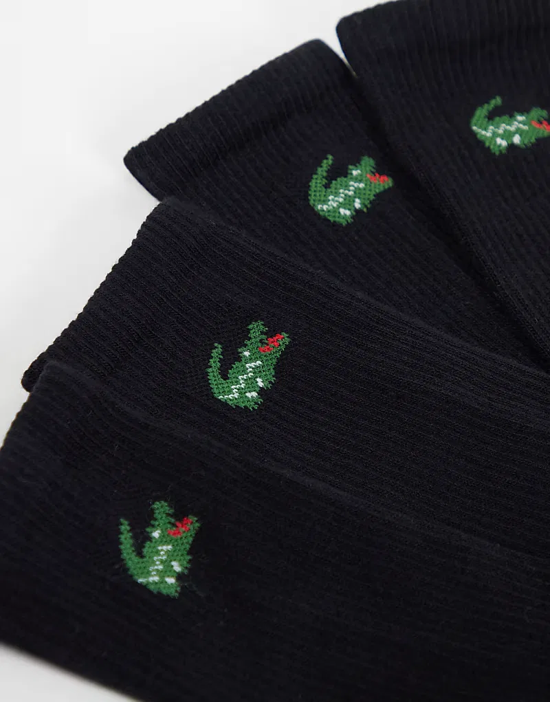 Носки спортивные средние с логотипом крокодила 6 шт Lacoste, черный — фото 2