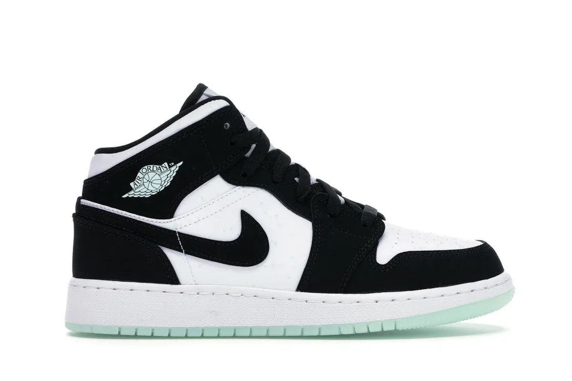 Детские кроссовки Lifestyle с контрастными деталями Jordan 1 Mid Jordan, White/Black-Teal Tint