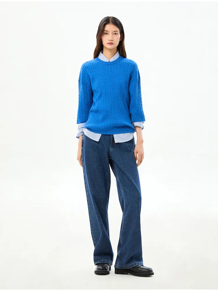 Свитер с кабельным узором, круглый вырез TOMMY HILFIGER, Royal Blue — фото 2
