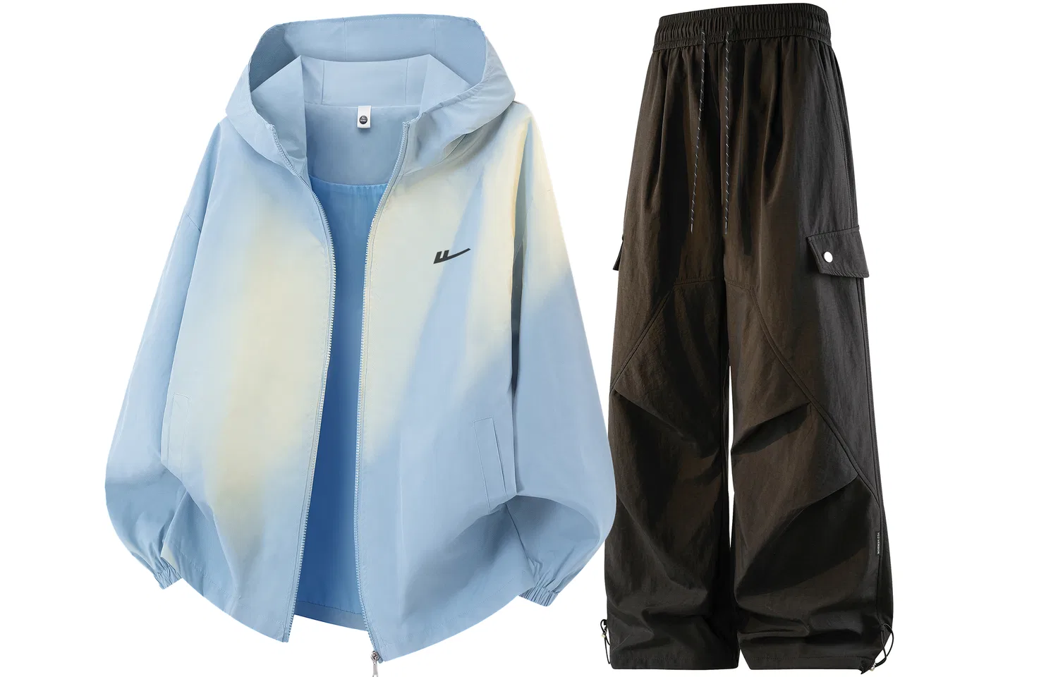 Детский комплект из ветровки и брюк с капюшоном Light Blue Black WARRIOR