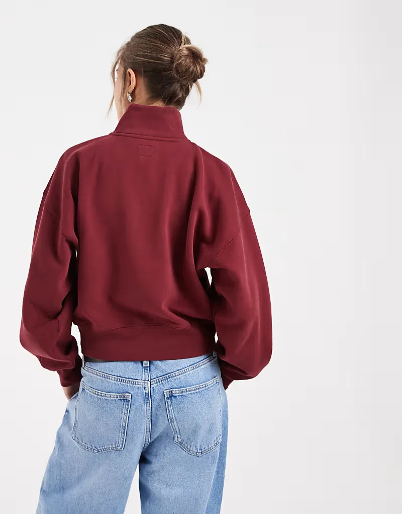 Свитшот винтажный 80-х на четверть молнии с логотипом на груди Levi's, красный — фото 3