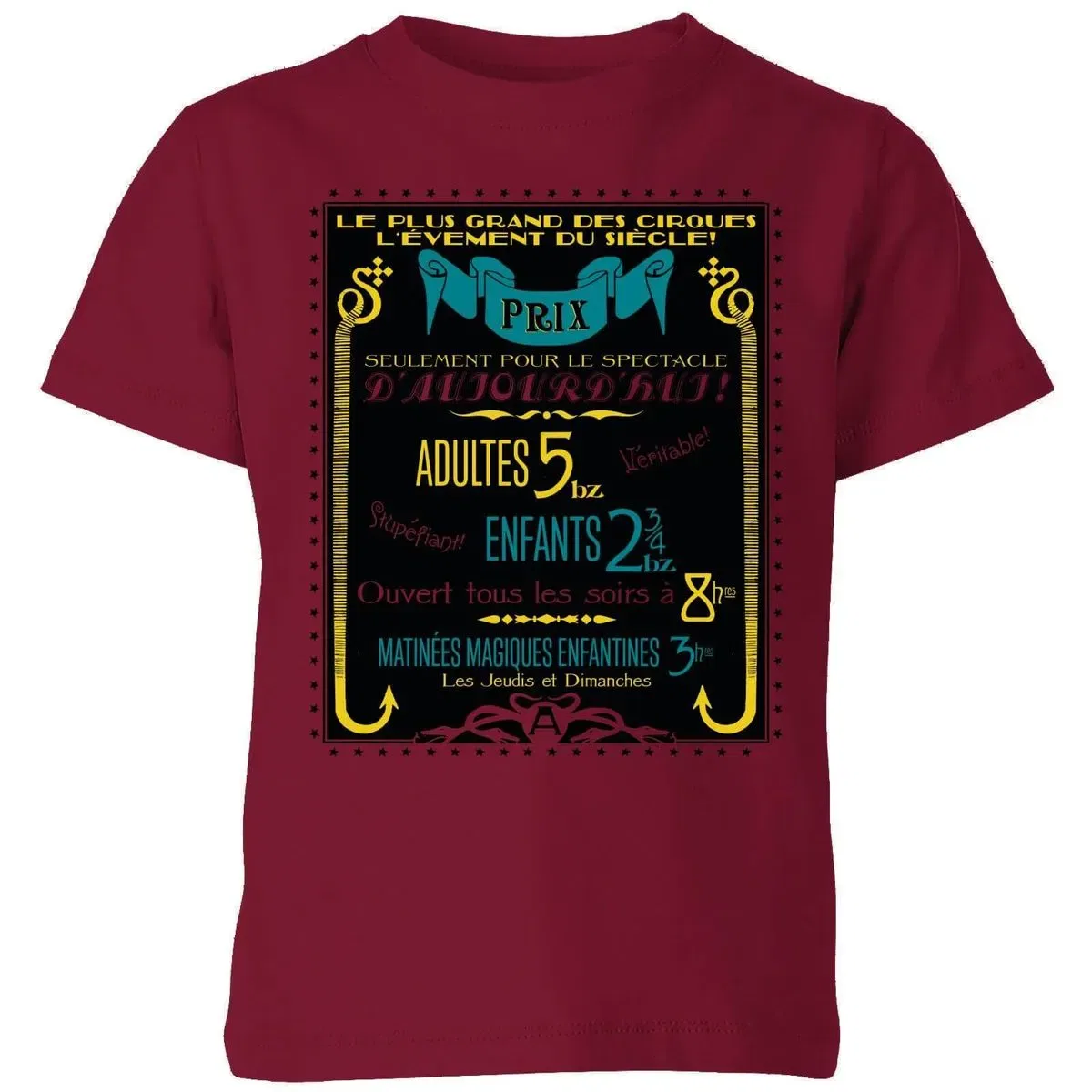 Детская футболка с принтом Les plus grand des cirques Fantastic Beasts, Burgundy