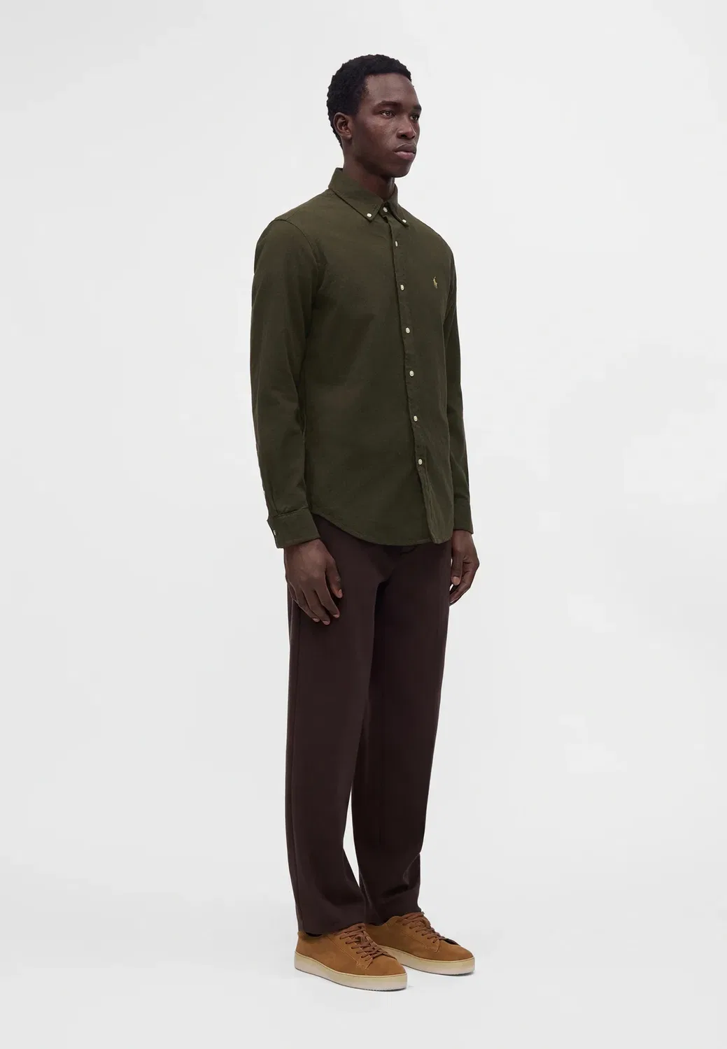 Рубашка из ворсистой фланели, сшитая на заказ Polo Ralph Lauren, Company Olive — фото 4