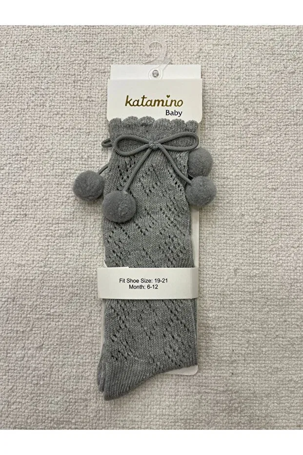 Детские носки для девочек с помпонами Katamino, Gri