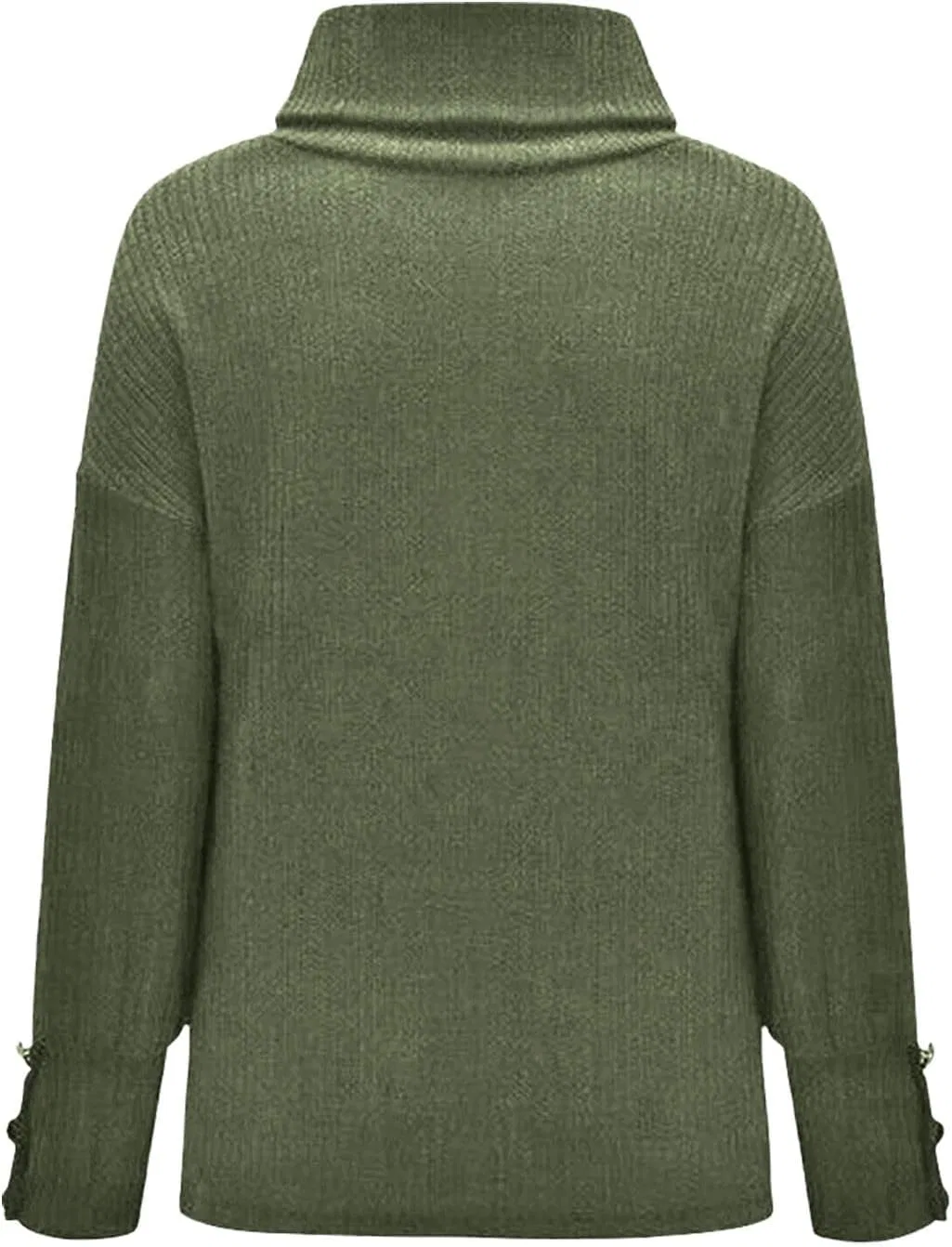 Женский свитер с высоким воротником, ribbed knit, армейский зелёный — фото 4
