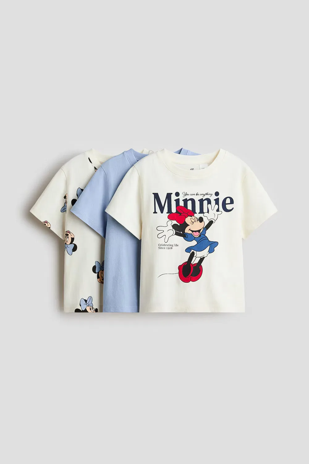 Набор из 3 футболок с принтом H&M, Helles Mattblau/Minnie Maus