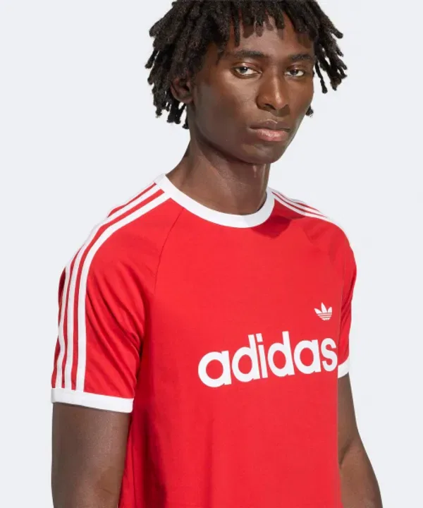 Футболка с 3 полосками, слим, Adidas, красный — фото 4