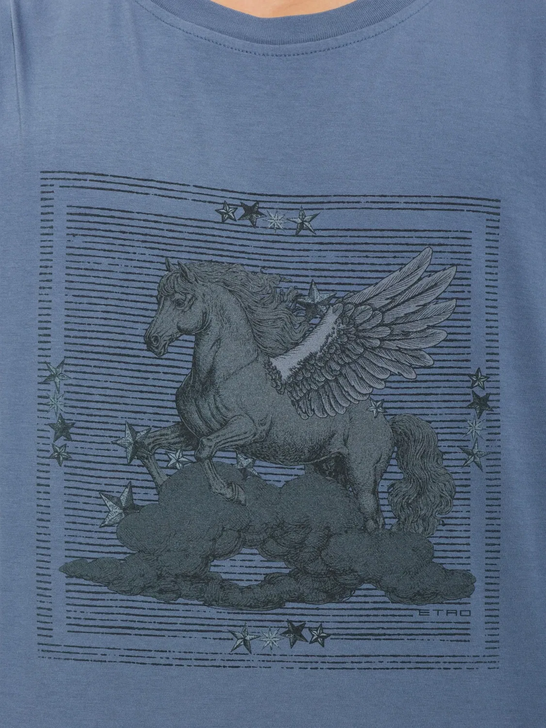 Футболка с принтом Pegasus, синяя ETRO, синий — фото 2