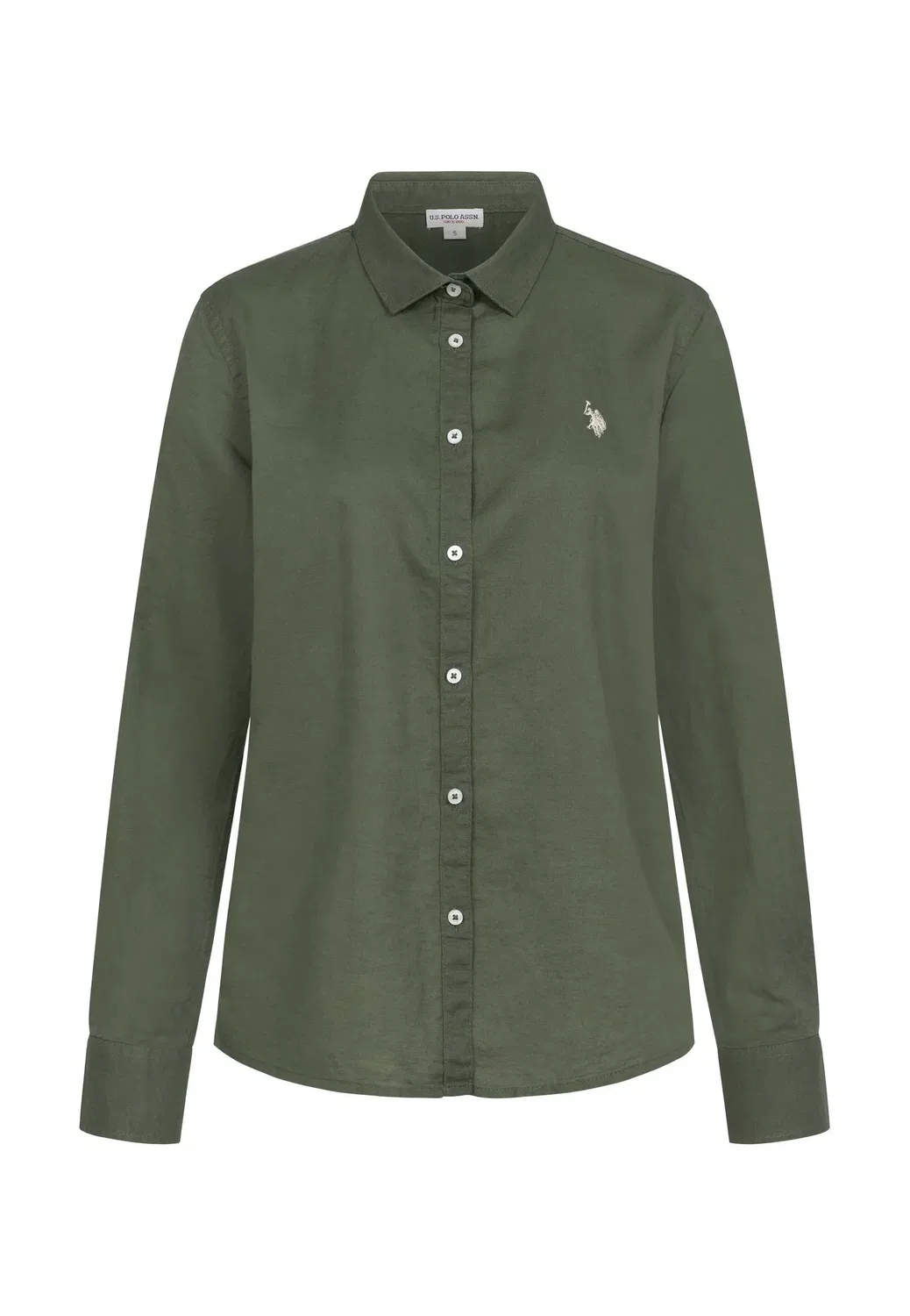 Женская льняная рубашка U.S. Polo Assn., Olive — фото 4