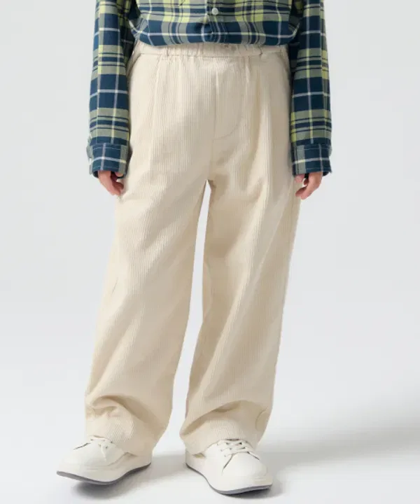 Коттоновые брюки с одним защипом, широкие на резинке, Musinsa Standard Kids, кремовый