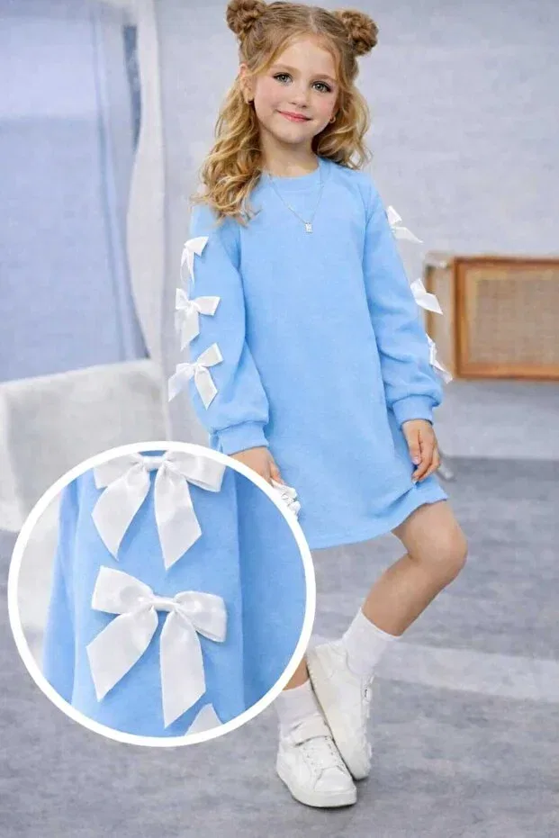 Детское платье для девочек с длинным рукавом Bebeğime Çorap, Blue